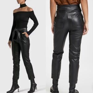 Jonathan Simkhai Tessa Black Vegan Leather Tie Waist Pants